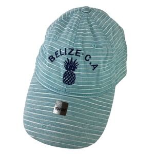 Lucky 7 USA Belize Central America Pineapple Strapback Hat Cap Teal/Aqua GUC